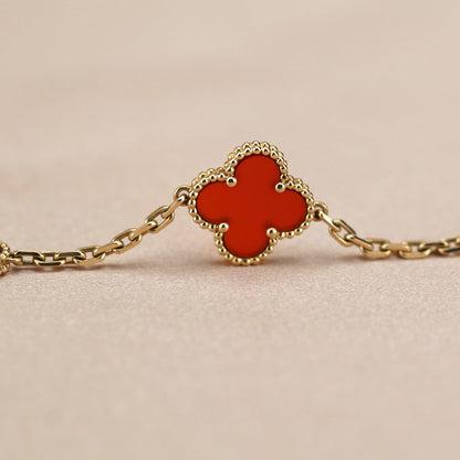 [Lunabriance]CLOVER 5 MOTIFS RED AGATE  BRACELET