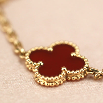 [Lunabriance]CLOVER 5 MOTIFS RED AGATE  BRACELET