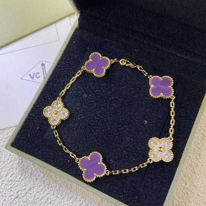 [Luna Brilliance] CLOVER 5 MOTIF VIOLET BRACELET COLLECTION