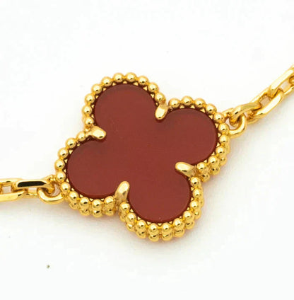 [Luna Brilliance] CLOVER 5 MOTIF RED CORNELIAN BRACELET COLLECTION