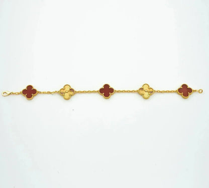 [Luna Brilliance] CLOVER 5 MOTIF RED CORNELIAN BRACELET COLLECTION