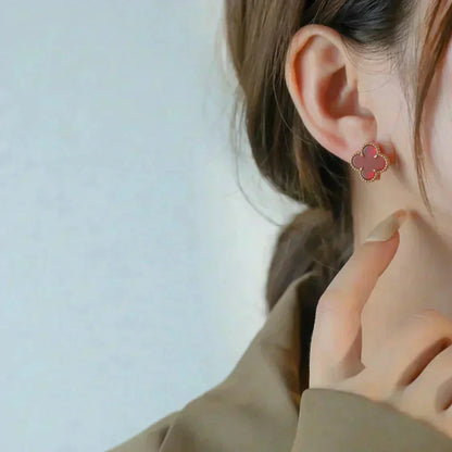 [Lunabriance]CLOVER MEDIUM 1 MOTIFS CARNELIAN  EARRINGS