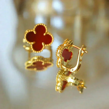[Lunabriance]CLOVER MEDIUM 1 MOTIFS CARNELIAN  EARRINGS