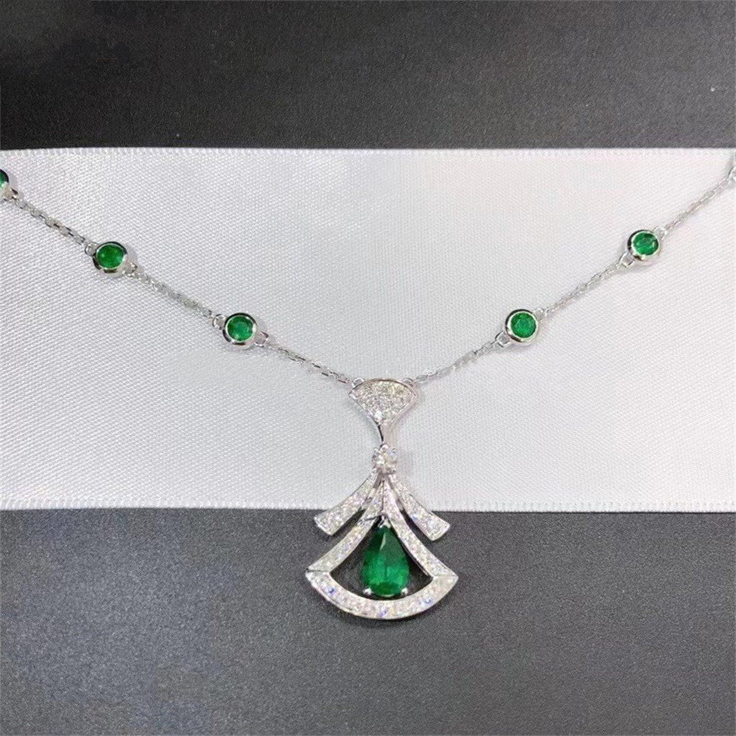 [Luna Brilliance]DREAM NECKLACE MALACHITE DIAMOND SILVER