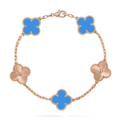 [Luna Brilliance] CLOVER 5 MOTIF BLUE AGATE BRACELET COLLECTION