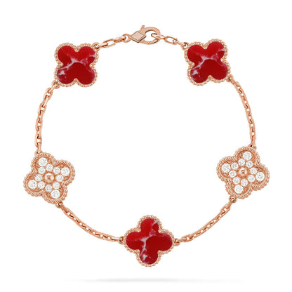 [Luna Brilliance]CLOVER 5 MOTIF RED PATTERN BRACELET COLLECTION
