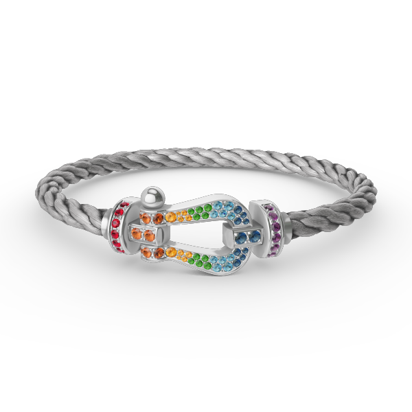[Lunabriance]FORC LARGE HORSESHOE  COLORED DIAMOND BRACELET SILVER