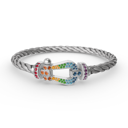 [Lunabriance]FORC LARGE HORSESHOE  COLORED DIAMOND BRACELET SILVER