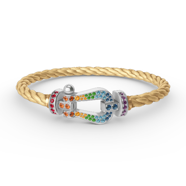 [Lunabriance]FORC LARGE HORSESHOE  COLORED DIAMOND BRACELET SILVER