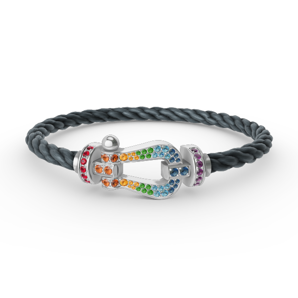 [Lunabriance]FORC LARGE HORSESHOE  COLORED DIAMOND BRACELET SILVER