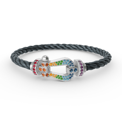 [Lunabriance]FORC LARGE HORSESHOE  COLORED DIAMOND BRACELET SILVER