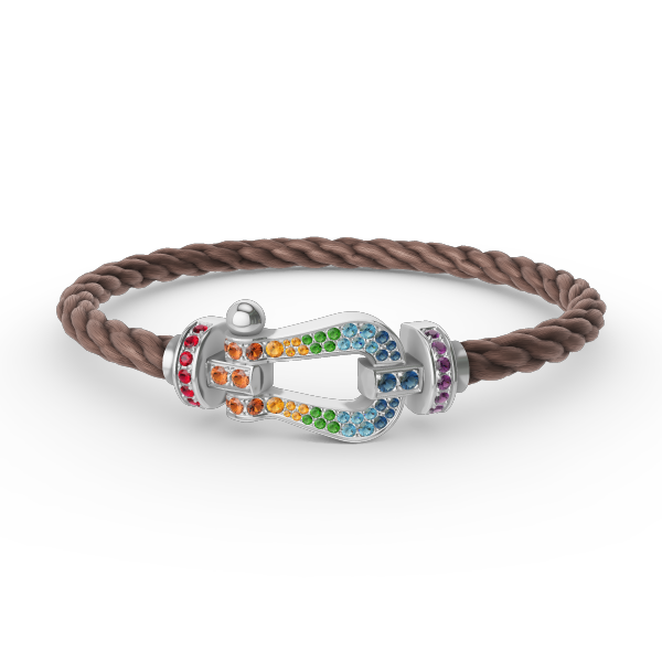 [Lunabriance]FORC LARGE HORSESHOE  COLORED DIAMOND BRACELET SILVER