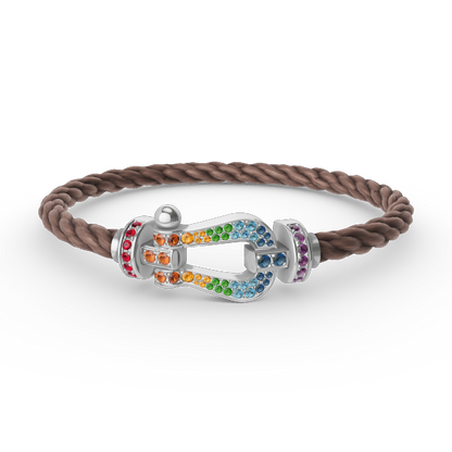 [Lunabriance]FORC LARGE HORSESHOE  COLORED DIAMOND BRACELET SILVER