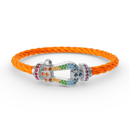 [Lunabriance]FORC LARGE HORSESHOE  COLORED DIAMOND BRACELET SILVER