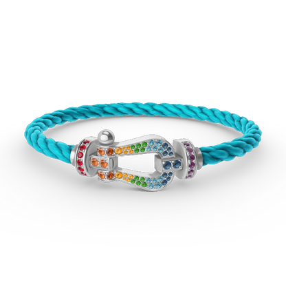 [Lunabriance]FORC LARGE HORSESHOE  COLORED DIAMOND BRACELET SILVER