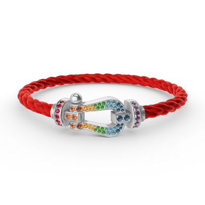 [Lunabriance]FORC LARGE HORSESHOE  COLORED DIAMOND BRACELET SILVER