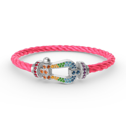 [Lunabriance]FORC LARGE HORSESHOE  COLORED DIAMOND BRACELET SILVER