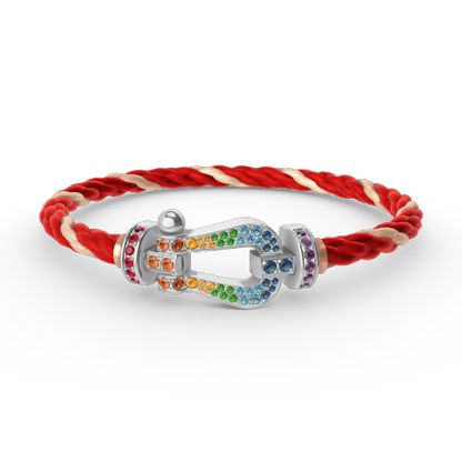[Lunabriance]FORC LARGE HORSESHOE  COLORED DIAMOND BRACELET SILVER