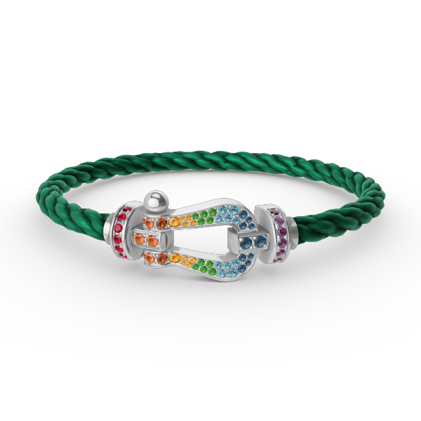[Lunabriance]FORC LARGE HORSESHOE  COLORED DIAMOND BRACELET SILVER