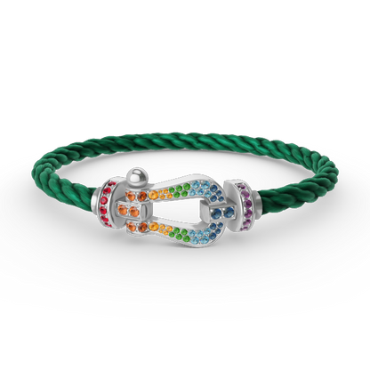 [Lunabriance]FORC LARGE HORSESHOE  COLORED DIAMOND BRACELET SILVER