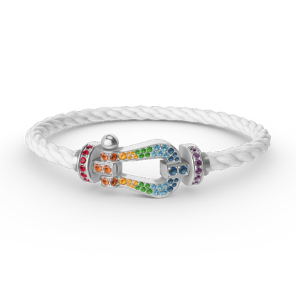 [Lunabriance]FORC LARGE HORSESHOE  COLORED DIAMOND BRACELET SILVER
