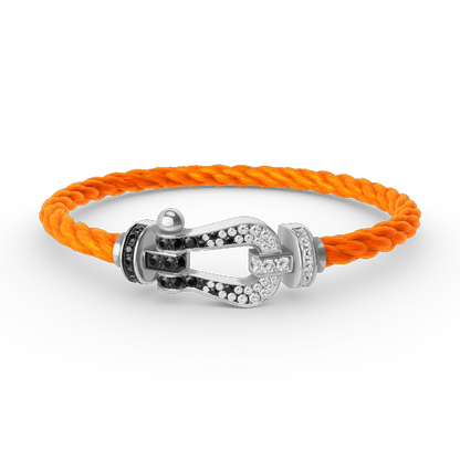 [Lunabriance]FORCE LARGE HORSESHOE BLACK WHITE DIAMOND BRACELET SILVER