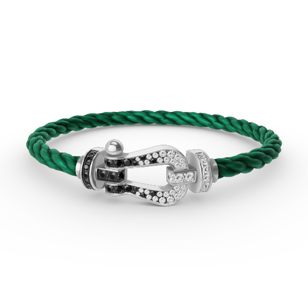 [Lunabriance]FORCE LARGE HORSESHOE BLACK WHITE DIAMOND BRACELET SILVER