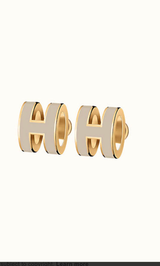 [Lunabriance]MINI POP H GOLD EARRINGS GREY