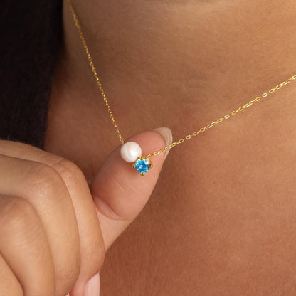 Pearl & Birthstone Necklace