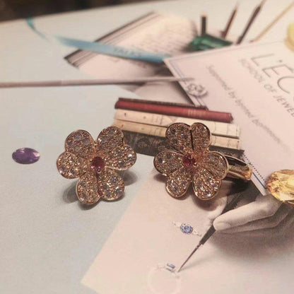 [Lunabriance]FRIVOLE PINK GOLD FLOWER DIAMOND EARRINGS