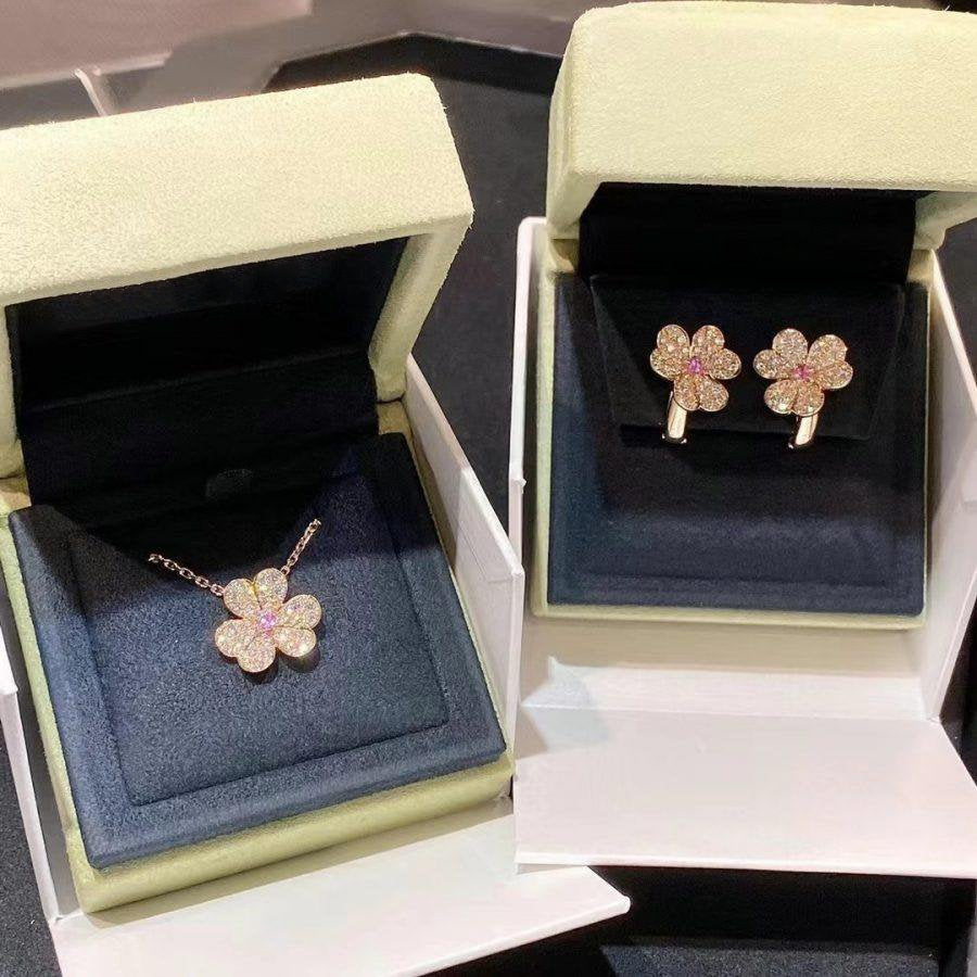 [Lunabriance]FRIVOLE PINK GOLD FLOWER DIAMOND EARRINGS