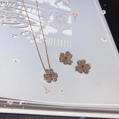 [Lunabriance]FRIVOLE PINK GOLD FLOWER DIAMOND EARRINGS
