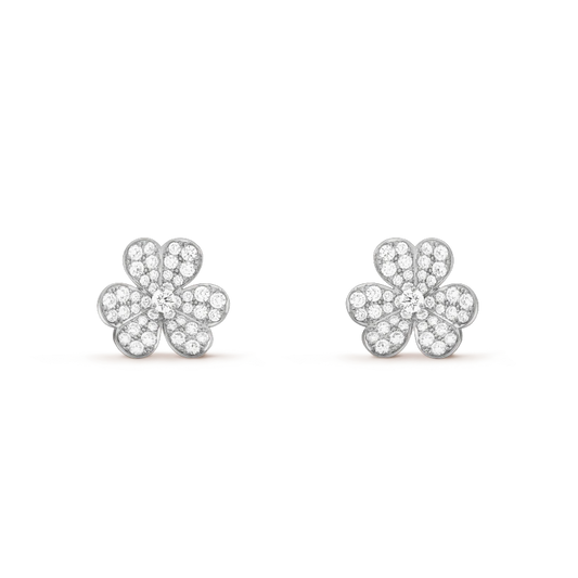 [Lunabriance]FRIVOLE SILVER FLOWER DIAMOND EARRINGS