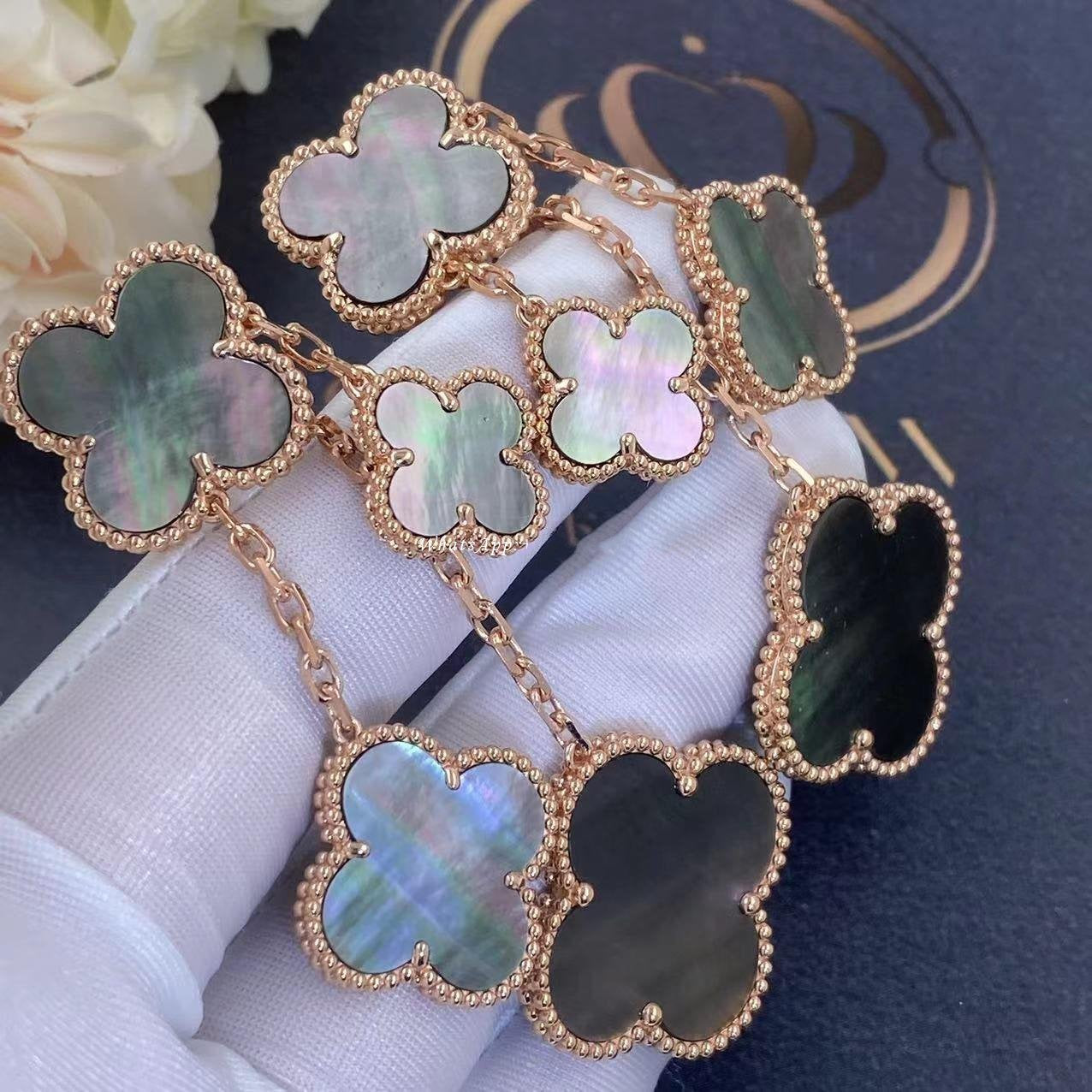 [Lunabriance]CLOVER EARRINGS DARK MOP 4 MOTIFS ROSE GOLD