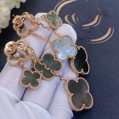 [Lunabriance]CLOVER EARRINGS DARK MOP 4 MOTIFS ROSE GOLD