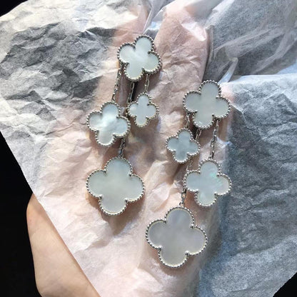 [Lunabriance]CLOVER EARRINGS WHITE MOP 4 MOTIFS SILVER