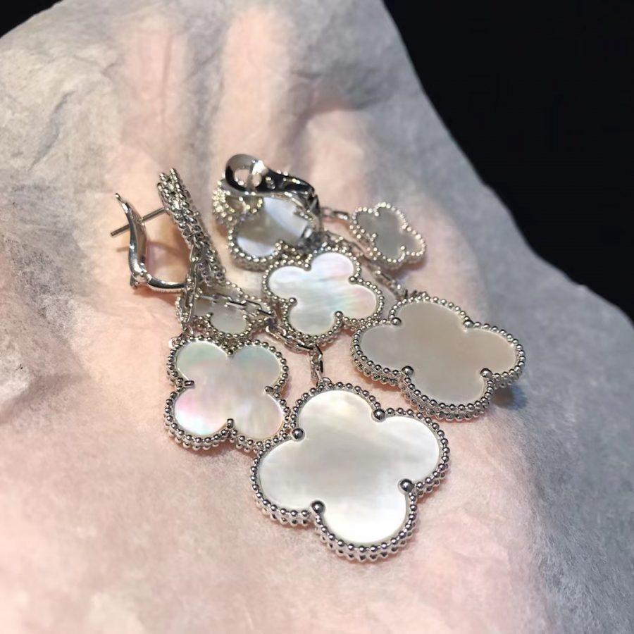 [Lunabriance]CLOVER EARRINGS WHITE MOP 4 MOTIFS SILVER